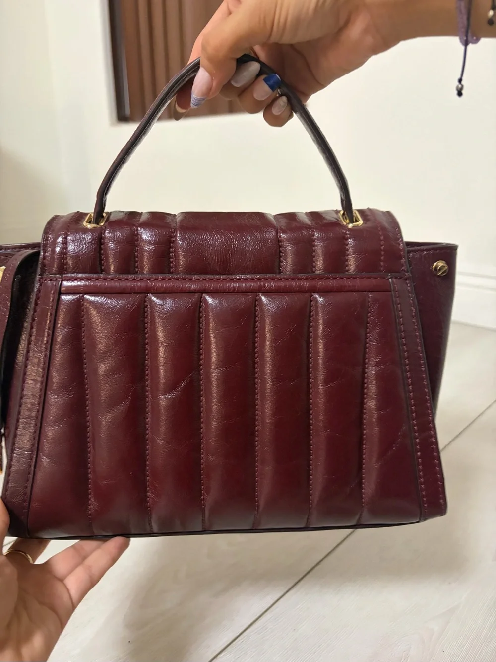 Michael Kors Wine Quilted Top-Handle Satchel - send me your offers !!
